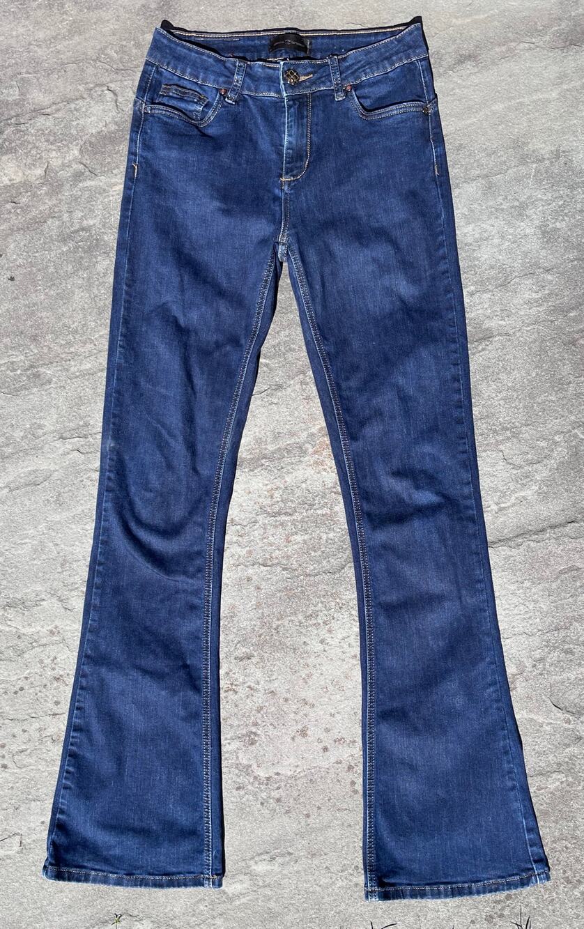 Jennifer Tattanelli Italy Luxury Denim Flare Jeans Dark Indigo US 28 IT 42 $425